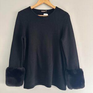 J. Mclaughlin Milan Faux Fur Cuff Sweater 100% Wool - NWT - Medium